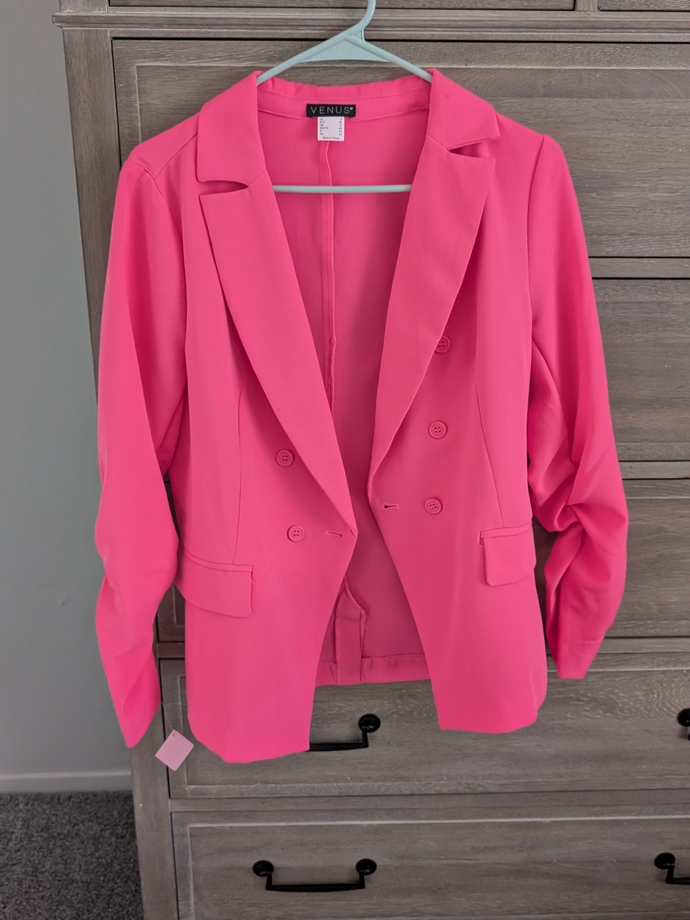VENUS Vibrant Pink Double-Breasted Blazer
